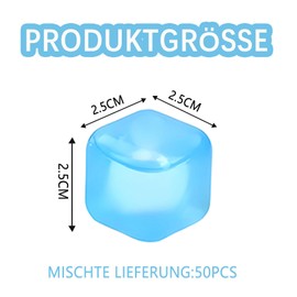 Pack of 50 Square Reusable Ice Cubes, Summer Cooling Ice Cubes, Reusable, Suitable for Outdoor Activities and Picnics (Colour Random)