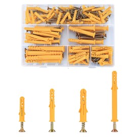 110 PCS Wall Plugs & Screws Set, 4 Sizes of M6/M8 Hollow Wall Anchor Screws and Wall Plugs Kit for Brick, Concrete, Masonry, Drywall, 55 Masonry Self Tapping Screws & 55 Expansion Pipe Anchor Bolts