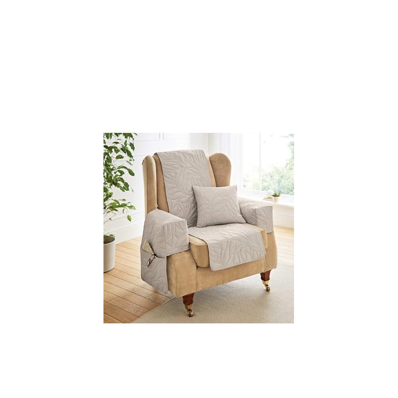 Chums Sofia Quilted Furniture Protector with Leaf Design Stylish Armchair