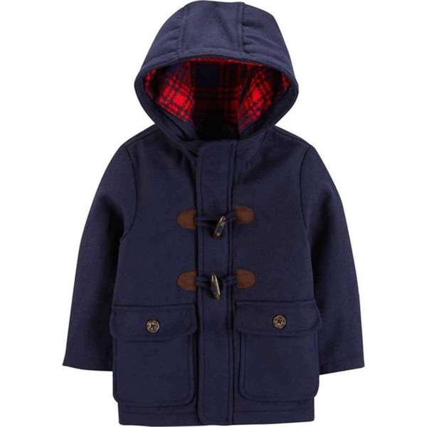 Carter's Little Boys' Faux Wool Toggle Jacket, Navy, 5/6