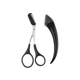 2 Stück Augenbrauenschere und Rasiermesser, Augenbrauenschere mit Kamm, schwarzes Rasiermesser, Augenbrauenrasierer für Männer und Frauen Augenbrauenschere