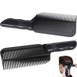 FOWSRHRG 2PCS Fade Comb, Barber Fade Comb Flat Curved Push Edge, Gradient Positioning Hair Comb For Home, Hair Salon, Men DIY Hairdresser Styling Hair Cutting Fade Guide Tools (Black)