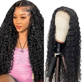 Zeslaerr Curly Human Hair Wig #1B Natural Color 5X5 HD Lace Front Wig Human Hair For Women No Smell No Tangle 100% Unprocessed Brazilian Remy Glueless Human Hair Wigs Weave Weft 20 Inch