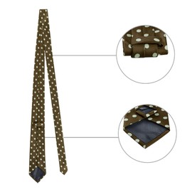 Allegra K Men's Polka Dots Tie Clip, Cufflinks, Neck Tie and Pocket Square Set for Wedding Business Coffee One Size