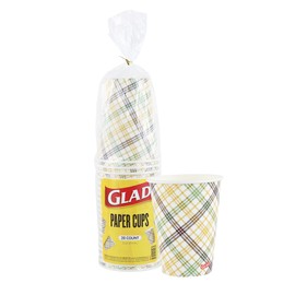 Glad Everyday Disposable Paper Cups with Harvest Weave Design | Heavy Duty Paper Cups, Drinking Paper Cups for All Beverages and Everyday Use | 12 Ounces, 20 Count