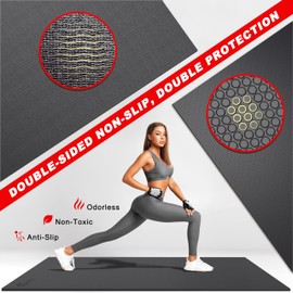 Extra Large Exercise Mat 6'x4'/7'x5'/6'x8'/6'x9'/6'x10'/6'x12'（7mm）, Gym Flooring for Home Gym,Thick Exercise Mats for Home Workout,Non-Slip,Extra Durable,High-Density Gym Mats for Jump Rope,Cardio,Fitness,Shoe-Friendly.