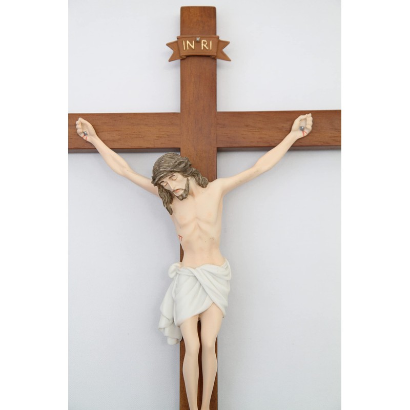 Vittoria Collection 17" Wall Crucifix Wood Cross Jesus Stone Corpus