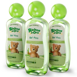 Ricitos De Oro Bio-Pure Baby Shampoo, Fortifies Hair, Adds Shine & Softness, Hypoallergenic & Tear-Free, Includes Rattle Cup, Ideal Baby Hair Product, 250 ml, 3-Pack