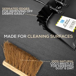 Metal Dustpan and Brush Set Featuring Flat Lip for Better Floor Contact Brush and Dustpan with Soft Hand Brush and Dustpans with Serrated Edges Dust Pan and Brush Set (Dustpan with Soft Hand Brush)