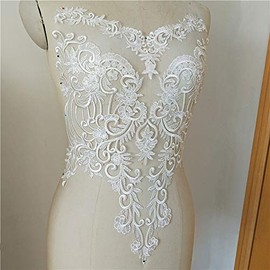 Bene Omnia Bodice Lace Applique Embroidery Floral Sequin Lace Appliques Lace Patches Sewing on Craft Projects