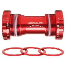 BUCKLOS BB-MH530 Threaded Bottom Bracket BSA 68-73mm, Fits Hollowtech II Spindle(Black/Red)