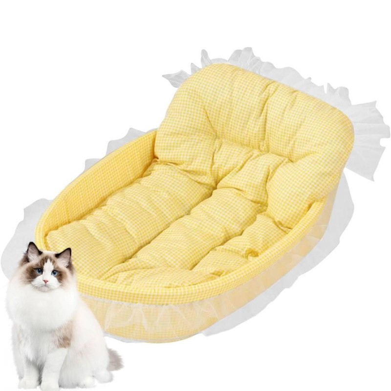 Plush Cat Bed for Indoor Lounging – Soft Oval Pet