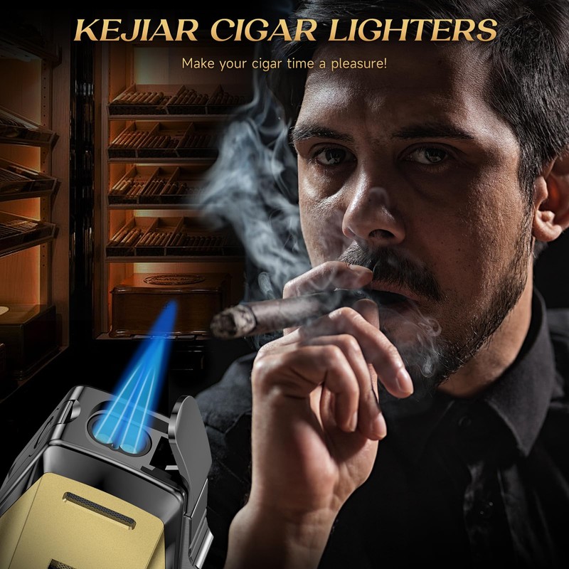 KEJIAR Cigar Lighter, Multi-Purpose Cigar Torch Lighter, Refillable Butane Torch