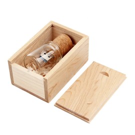 UFARID Drifting Bottle USB 3.0 Flash Drive Memory Stick Transparent USB Stick with Wooden Box Promotional Gifts for Computers, Car Audio etc. (32GB)