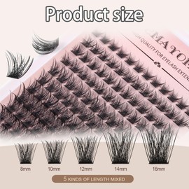 AYNKH Wimpern Extensions 144 Pcs C Curl Cluster Lashes DIY Lash Cluster Extension Wimpern Einzeln Fluffy 8-16mm Fake Lashes