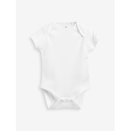 NEXT Organic Cotton Short Sleeve Rompers - Pack of 7, White Essential, 9 - 12 months