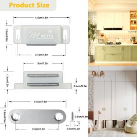 Cabinet Magnetic Catch - 4 Pack Cabinet Door Magnetic Latch for Cupboards Drawers Closet Doors and Shutters (White)