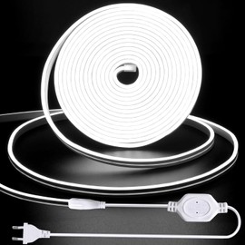 YeahBoom 300 cm COB LED Strip, 220 V Direct Connection Cool White, 6500 K High Density Flexible Waterproof LED Strip for Indoor Outdoor Bedroom Kitchen DIY Lighting Decoration
