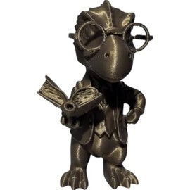 Professor Rex Figurine – Scholarly Dinosaur Statue with Glasses and Book for Desk or Shelf Display – 3D Printed in Canada