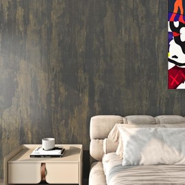 FunStick Thick Grey Gold Stained Concrete Wallpaper Peel and Stick Textured 3D Concrete Contact Paper for Countertops Waterproof Removable Faux Cement Wallpaper for Bedroom Walls Cabinets 15.8"x78.8"