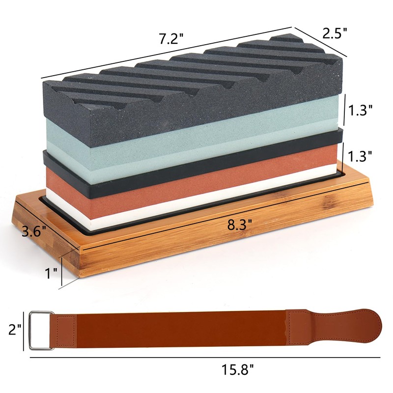 Knife Sharpening Stone Set, 4 Side KitGrit 400/1000/3000/8000 Waterstone, Whetstone