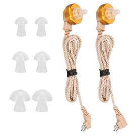 2 Set BTE Sound Aid 3 Pin Cable Wire Clearer Transmission Sound Amplifier Receiver Wire with Ear Plugs Yellowish Pink