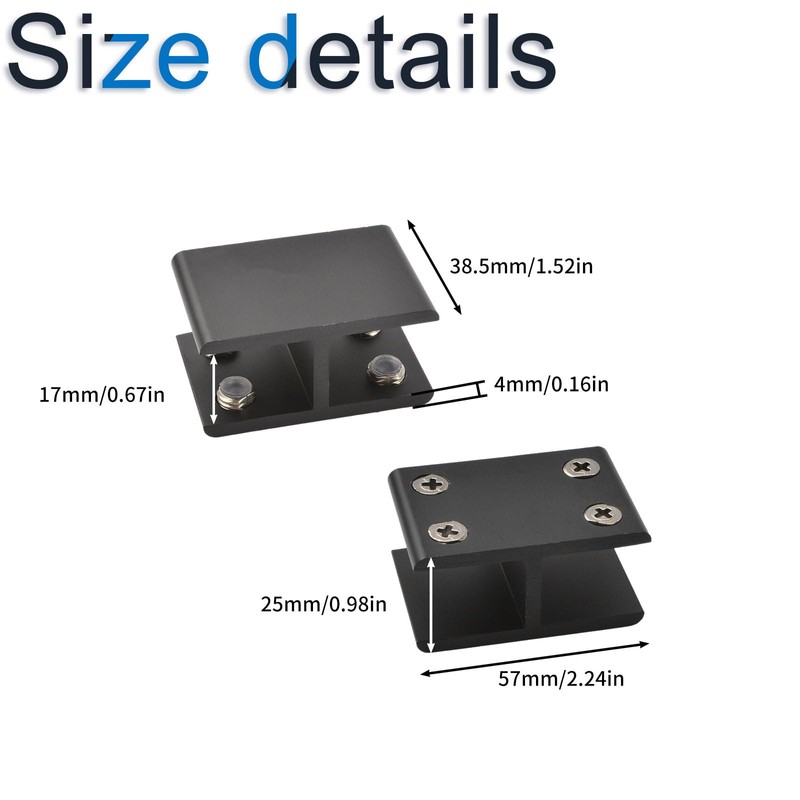 INCREWAY Glass Clamp 4 Pieces Adjustable Double Sided Aluminum Alloy