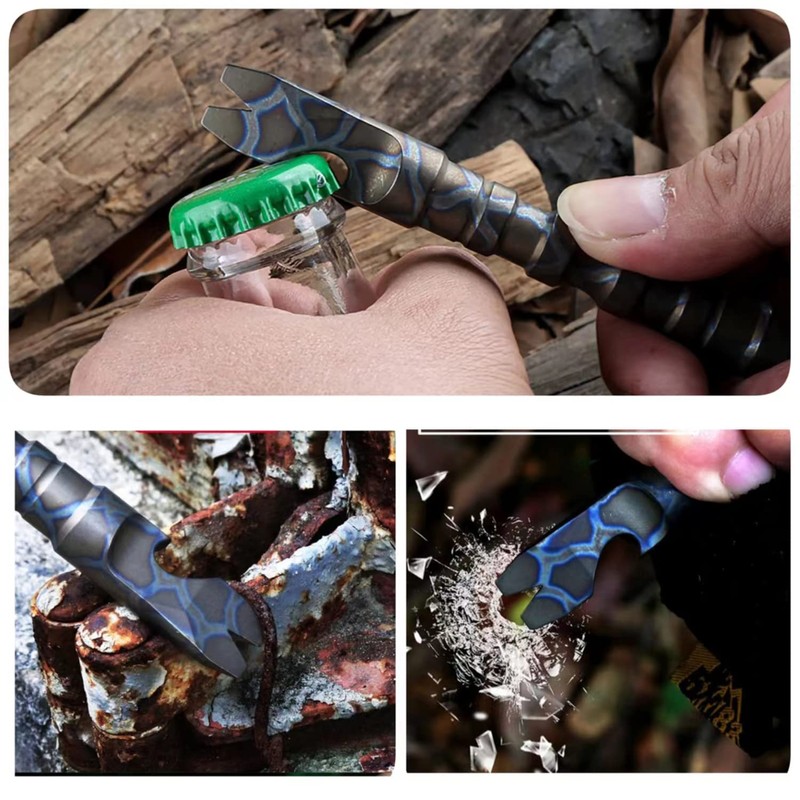 Titanium Crowbar Nail Puller Pry Bar Bottle Opener Cool Stick