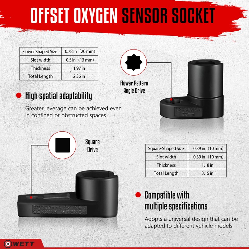 WETT Oxygen Sensor Socket Set, 7-Piece Oil Pressure Sensor Removal