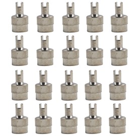 Runseaway 20PCS Tire Valve Stem Caps, Electroplated Brass Slotted Valve Caps with Valve Core Remover and O-Ring, Universal Fit for Cars, Trucks, Motorcycles, Bicycles(Silver)