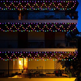 LED Christmas Lights Outdoor, 34Ft 380 LEDs Christmas Half-Round String Lights, Extendable Plug in 8 Modes Waterproof Christmas Decoration for Yard Eaves Fence Roofing Wedding Party Decor