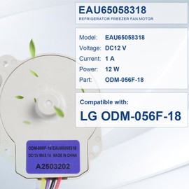EAU65058318 Refrigerator Freezer Fan Motor DC12V 1A Replacement for LG Fridge Cooling Fan Motor Replace Part ODM-056F-18 DC12V 1A