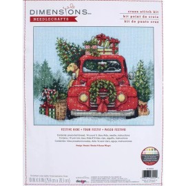 Dimensions DIY Dimensions Festive Ride Truck Puppy Christmas Counted Cross Stitch Kit 08992
