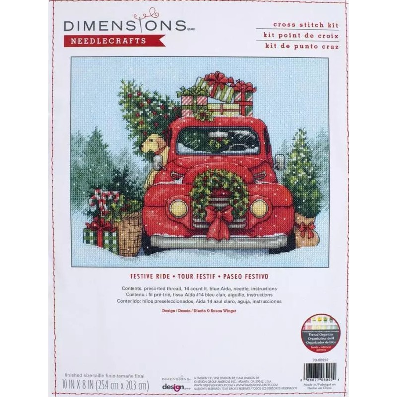 Dimensions DIY Dimensions Festive Ride Truck Puppy Christmas Counted Cross