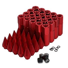 YeshineAuto M12x1.5 Spikes Lug Nuts 20pcs 60mm Aluminum Wheel Nuts Fit for Ford Escape/Focus/Fusion,for Honda Accord/CR-V,for Toyota Avalon,for Chevy Impala etc (Red)
