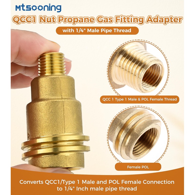 4PCS QCC1 Nut Propane Gas Fitting Adapter Kit,5040 QCC1 Nut