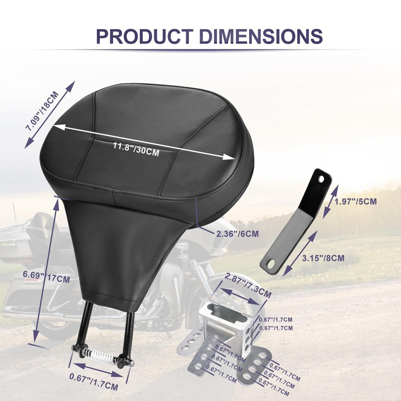 Hutexico Detachable Touring Rider Backrest, Adjustable Comfortable Driver Backrest Quick