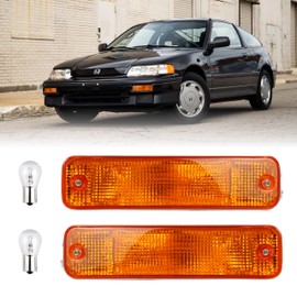 USR 88-89 CRX Turn Signal Light – AMBER Front Bumper Signals Lamps (Left + Right) - Compatible with 1988-1989 Honda CR-X/Civic Hatchback 3 Door / 4 Door Sedan All Models (AMBER Lens, Clear Bulbs)