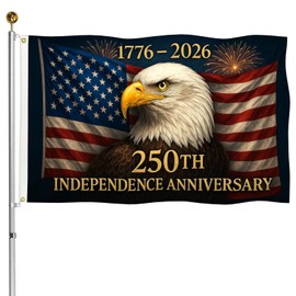 Heavy Duty 3-Ply 250 Anniversary USA Flag 3x5 Ft, 250 Year American Anniversary Flag 250th Patriotic Independence Bald Eagle 1776 Double Sided Outdoor 12oz Canvas Header for 4th of July