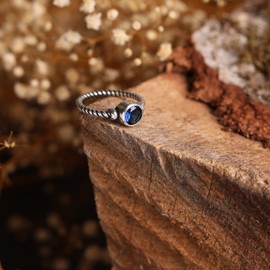 LOMBARDY JEWELRY Genuine 925 Sterling Silver Round Brilliant Cut Blue Sapphire Color Stone Luxury Statement Ring Gift for Her (9)