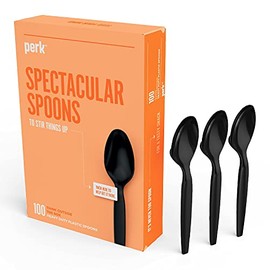 Perk Polystyrene Spoon, Heavy-Weight, Black, 300/Carton