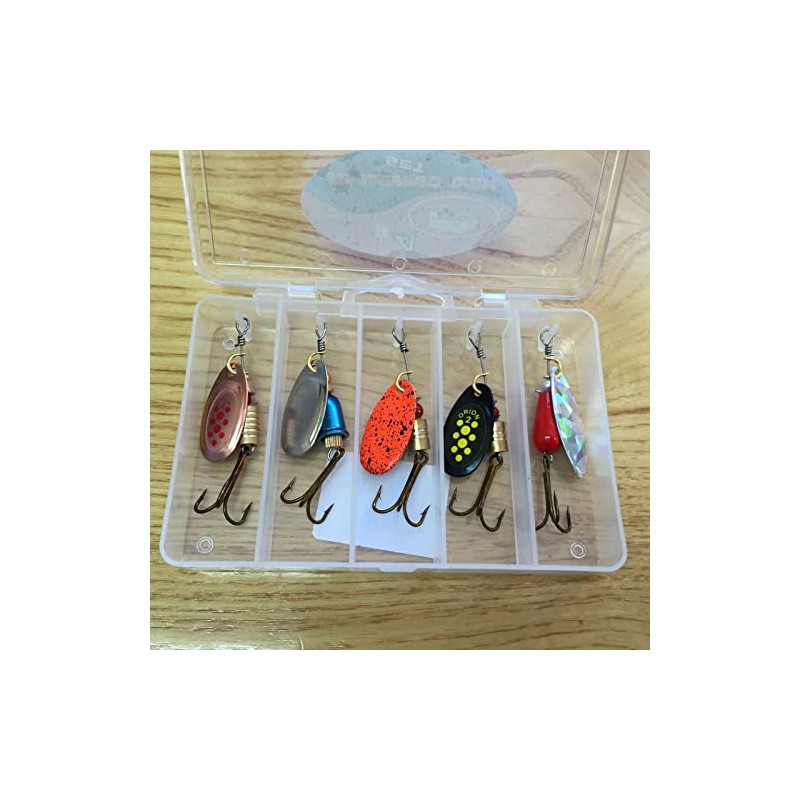 Lidsters 5 Spinners Size 2 in pocket lure box Ideal
