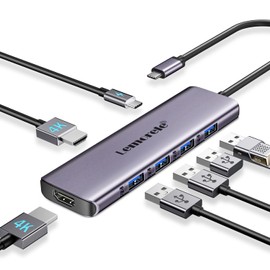 Docking Station, Lemorele 7 in 1 Dual Display Aluminiumgehäuse Adapter mit Dual HDMI, USB 3.0&USB 2.0, 100W PD, USB C Hub für PC, Laptop, Surface