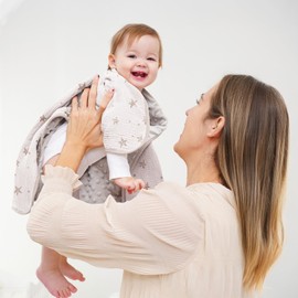 Susurration Baby Blanket, Cotton Baby Blankets, Newborn, Soft Crawling Blanket, 75 x 100 cm, Multifunctional Minky Cuddly Blanket for Toddlers, Girls, Boys (Cream Star)