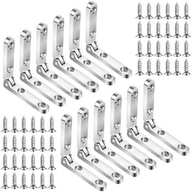 Joez Wonderful 12 Pcs 90 Degree Hinges, Wooden Box Hinge Cabinet Hardware with 48 Screws, Small Hinge for Jewelry Box, Case, Chest (Silver)