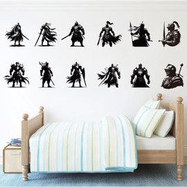 DEIKOKA Removable Knight Wall Sticker Viking Warrior Wall Decals Peel & Stick Knight Art Sticker Living Room Bedroom Children's Room Classroom Decoration