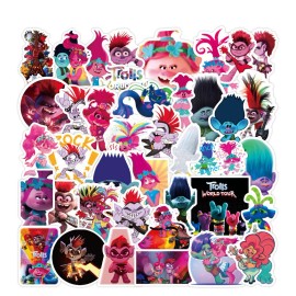 Unbranded Trolls Themed Characters Assorted Skateboard Stickers Lot Of 50 Pieces