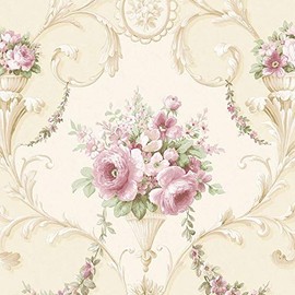 Norwall IM36423 in- Register Ornamental Floral Prepasted Wallpaper, Multi-Colored