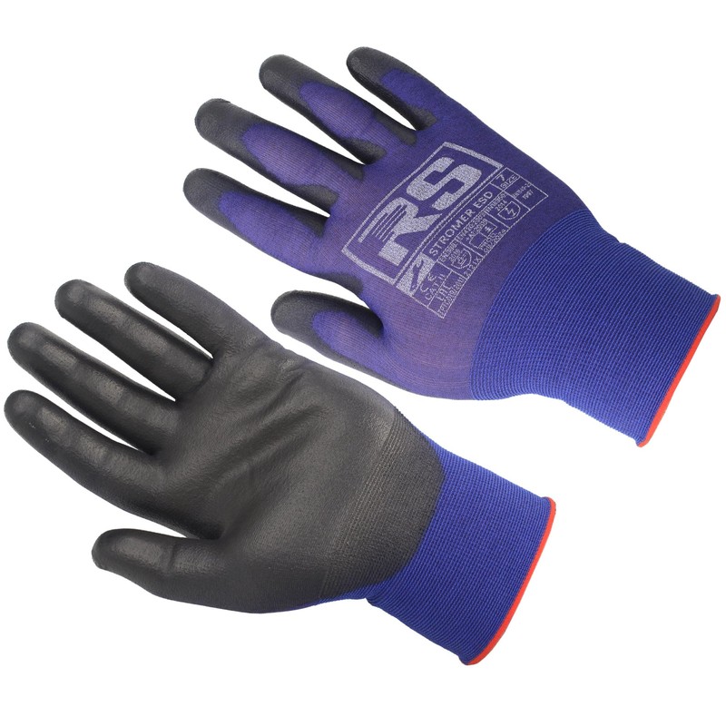 RS Stromer ESD Antistatic Gloves, 1 Pair, Size 8, Electronic