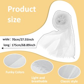 Cotton Long Scarf White Cotton Blend Crinkle Soft Scarf with Fringed Edges Women Linen Beach Shawl Wrap Vintage Linen Scarf Travel Scarf